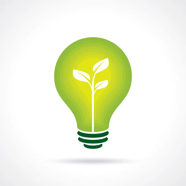 Ampoule verte avec feuilles à l'intérieur — Image vectorielle