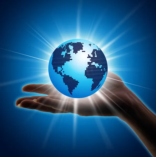 Hand holding earth planet — Stock Photo, Image