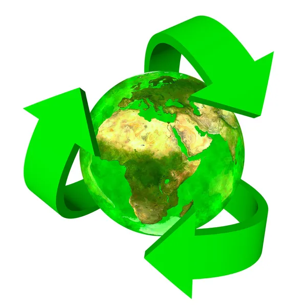 Eco-símbolo Tierra Verde - Europa África y Asia —  Fotos de Stock