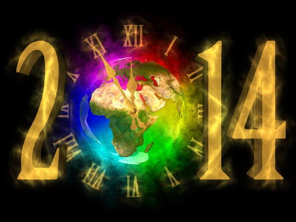 Frohes neues Jahr 2014 - pf 2014 - Europa, Asien und Afrika — Stockfoto
