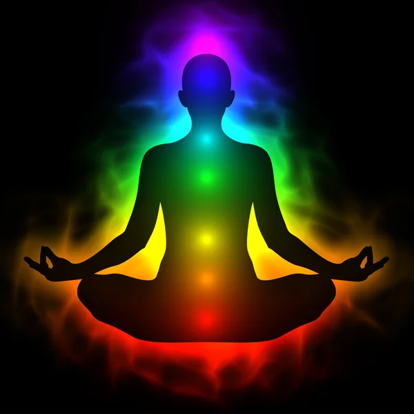 Человеческое энергетическое тело, аура, чакра в медитации — стоковое фото