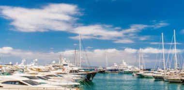 Marina with yachts and boats clipart