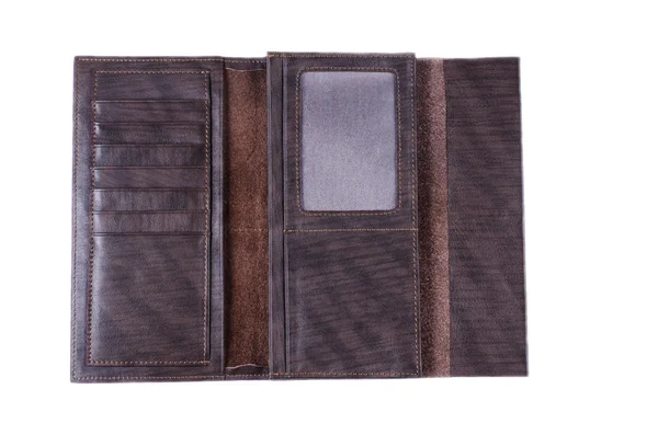 Empty opened brown wallet isolated — Stock Photo, Image