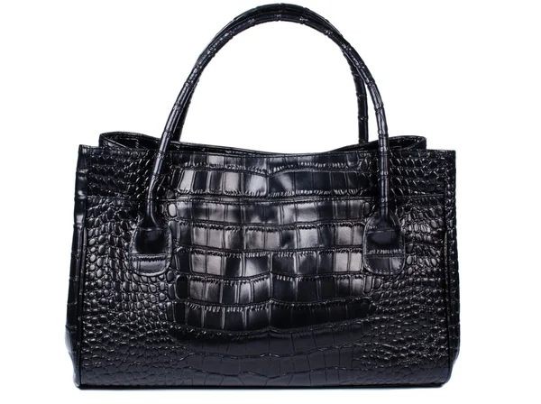 Damenhandtasche in schwarzer Farbe aus Krokodilleder — Stockfoto