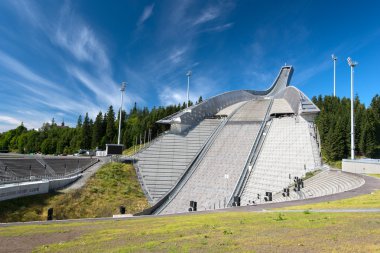 Ski jumping arena in Oslo Norway clipart