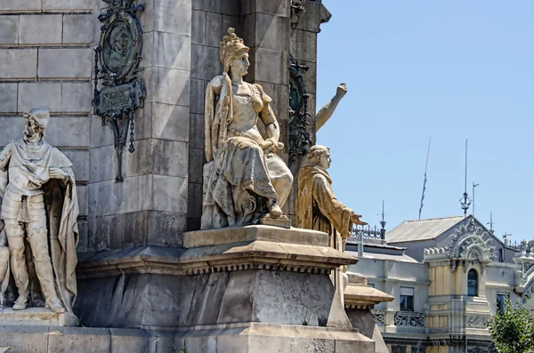 Escultura en Monumento a la Placa Espana Barcelona España —  Fotos de Stock