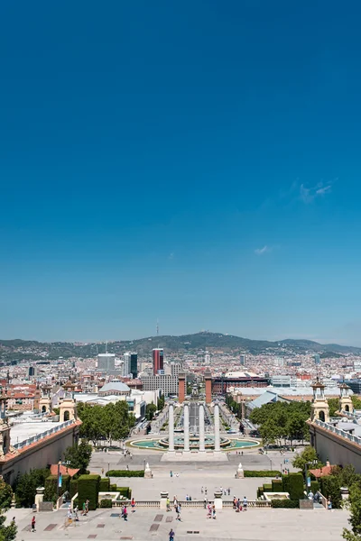 Barcelona'da plaza de espana üzerinde Montjuic Çeşmesi — Stok fotoğraf