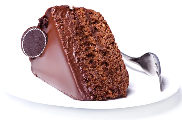 Chokolate cake with fork — Stock Photo, Image