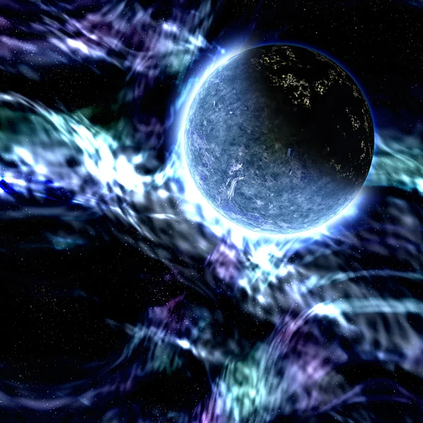 Blue planet on stars background — Stock Photo, Image