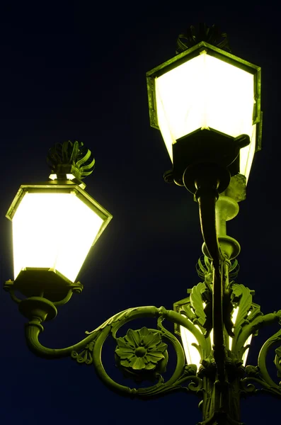 Decorative lit lamp post — Stock Photo, Image