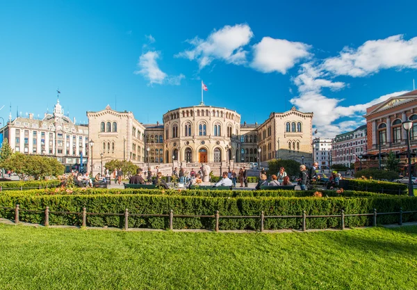 Stortinget Norveç Parlamentosu cephe oslo — Stok fotoğraf