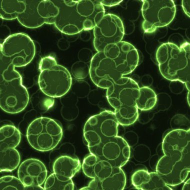 Bacterial cells green glowing clipart