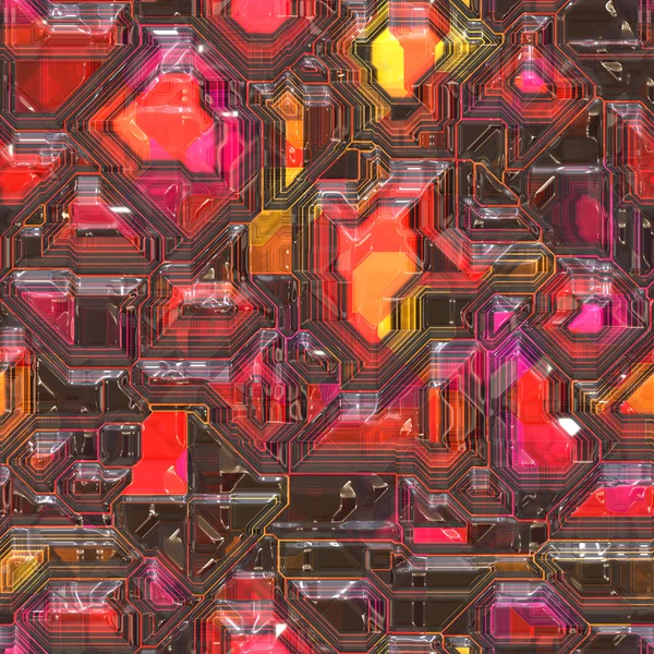 Vermelho Abstrato fundo placa de circuito sem costura — Fotografia de Stock