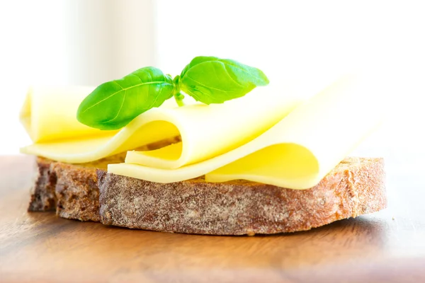 Sandwich con tomates de queso y albahaca en clave alta —  Fotos de Stock