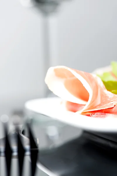 Jamon on plate — Stock Photo, Image