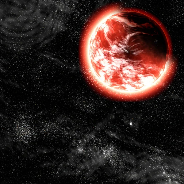 Uzayda yalnız kırmızı gezegen — Stok fotoğraf