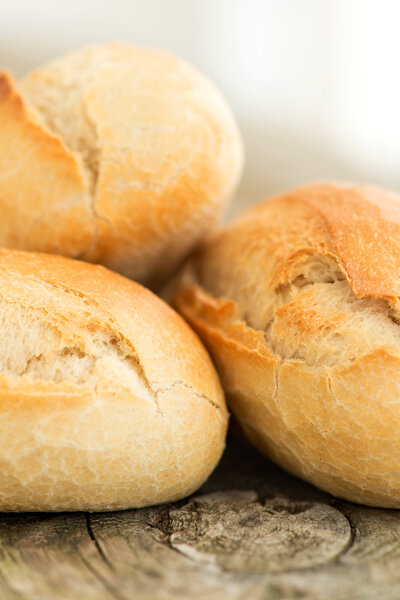 Bread on wooden table cover