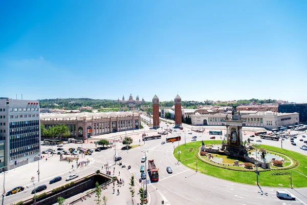 Plaza de España en Barcelona y Palacio Nacional — Foto de Stock