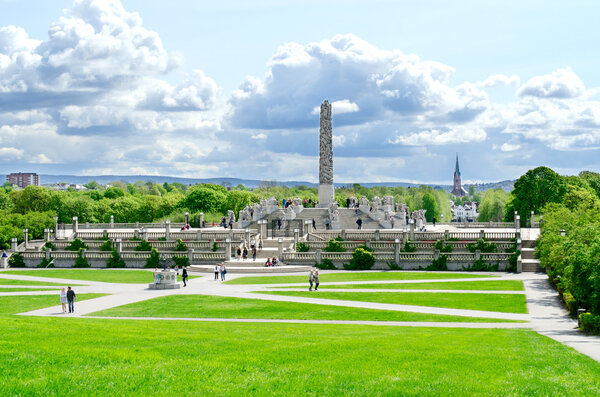 People in Vigeland park Oslo Norway