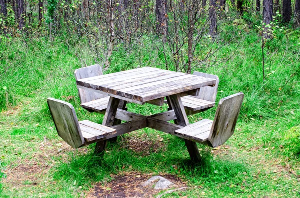 Mesa en el bosque en la zona de descanso —  Fotos de Stock