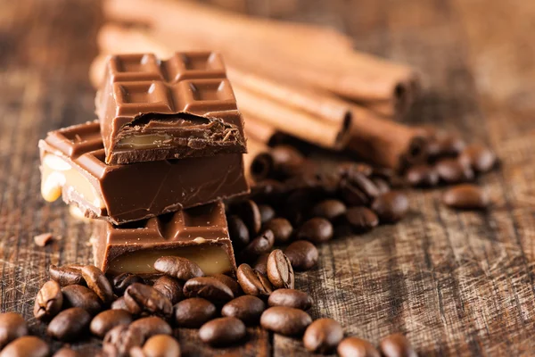 Chocolade, cofee en kaneel — Stockfoto