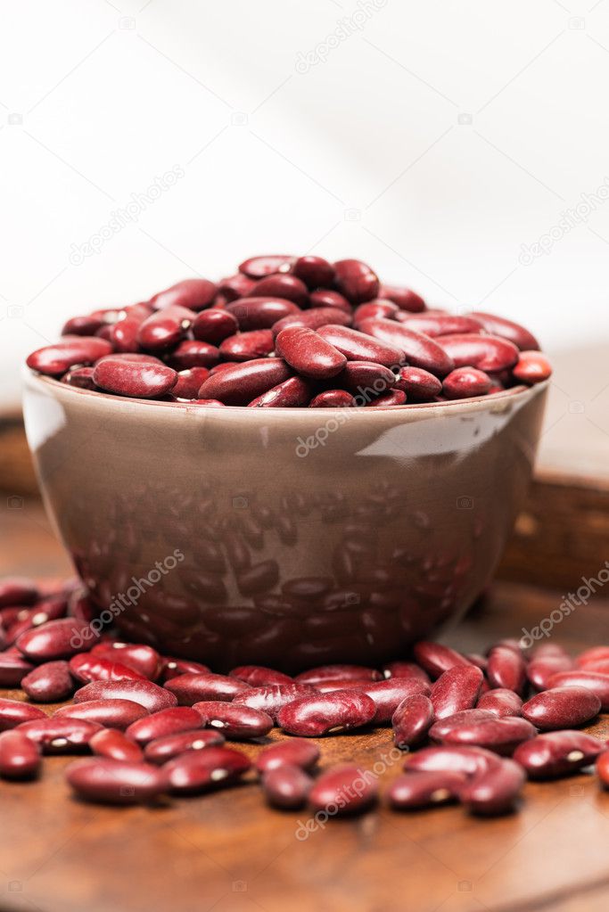 Bowl with raw red beans