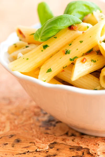 Penne pasta with pesto — Stock Photo, Image