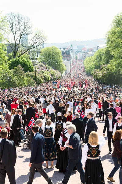 17 may oslo norway parade on main street — Stok fotoğraf