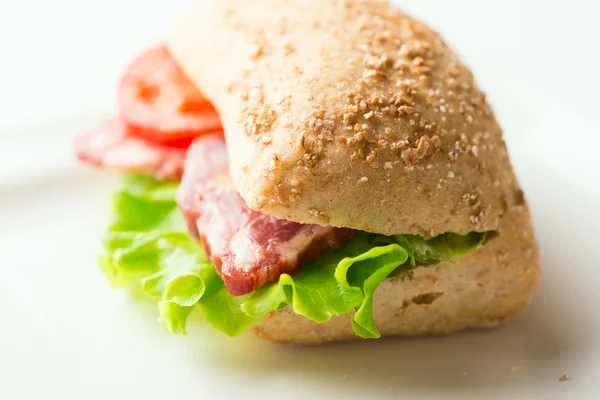 Salami smörgås — Stockfoto