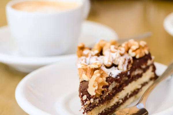 Nut cake on plate — Stock Photo, Image