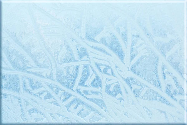 Cold Frosty Patterns Window Glass Winter Background Winter Texture Frozen — Stock Fotó