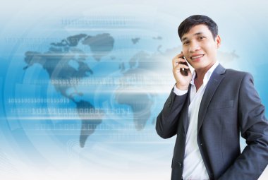 Asian Businessman On The Phone clipart