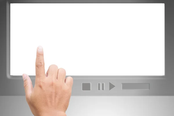 Señalización de la mano en la pantalla —  Fotos de Stock