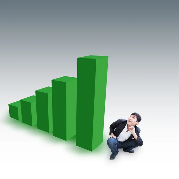 Businessman Vs 3D Chart — Stock Photo, Image