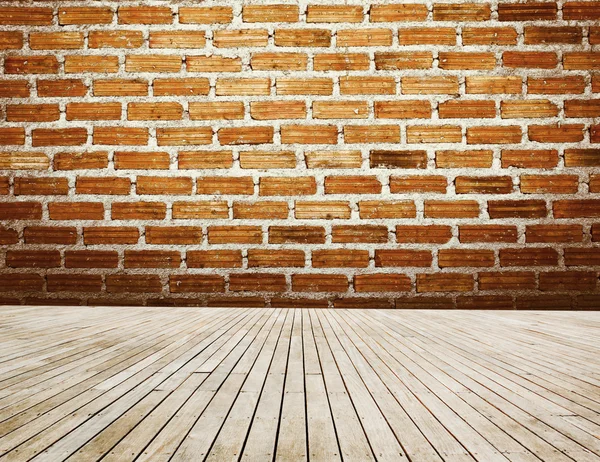 Wood Floor And Bricks Wall — Stock Photo, Image