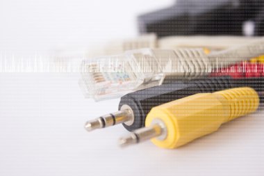 USB kablosu ve av konektörü arka plan serisi