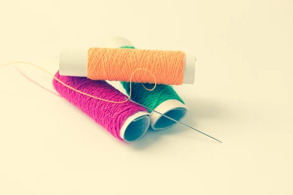 Sewing threads And Needle Background,Filters — Stock Photo, Image