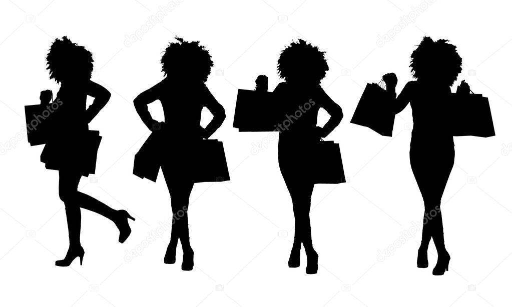 Silouette Woman With Shopping Bags,Shopping Styles,Easy Cut-Out