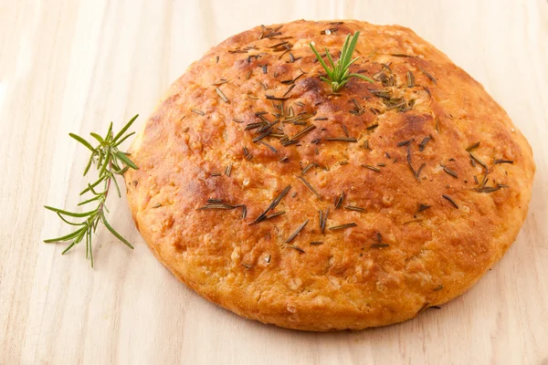 Homemade round Italian rosemary Focaccia bread. — Stock Photo, Image
