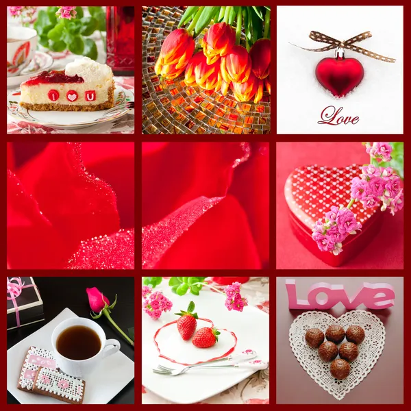 Krásný Valentýn koláž — Stock fotografie