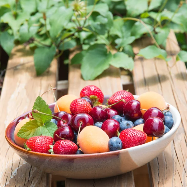Bowl of summer  fruits and berries. — Stock Photo, Image