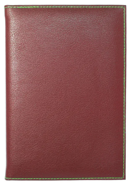 Cuaderno de cuero rojo aislado en blanco con camino de recorte — Foto de Stock