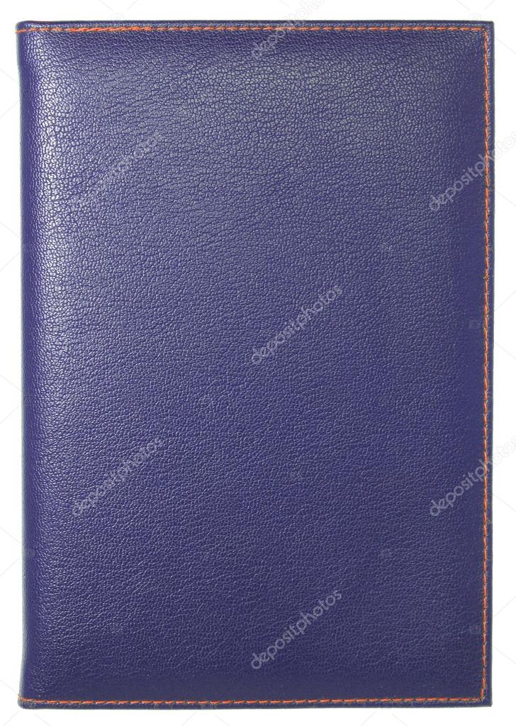 blue leather notebook isolated on white with clipping path