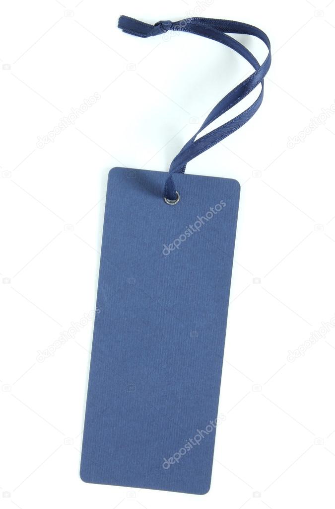 blue paper label isolated on white background