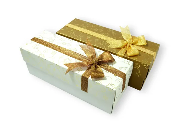 Gift box with ribbon on white background — Stock Photo, Image