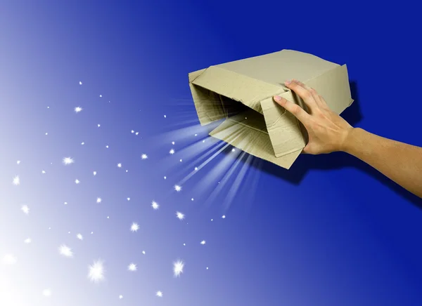 Caixa de presente mágica aberta — Fotografia de Stock