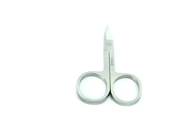 Stainless steel scissors on white background — Stock Photo, Image