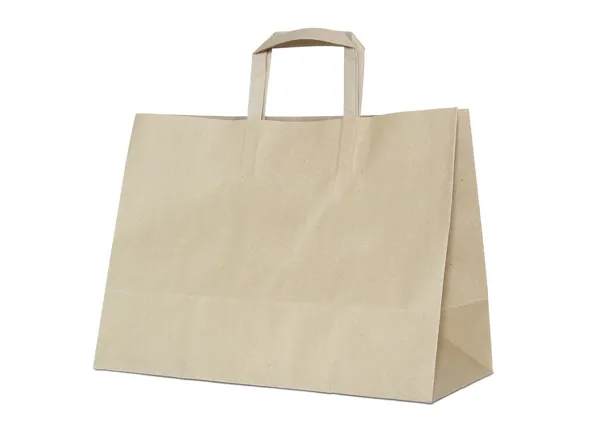 Brązową papierową torbę na białym tle biały ze ścieżką przycinającą — Zdjęcie stockowe
