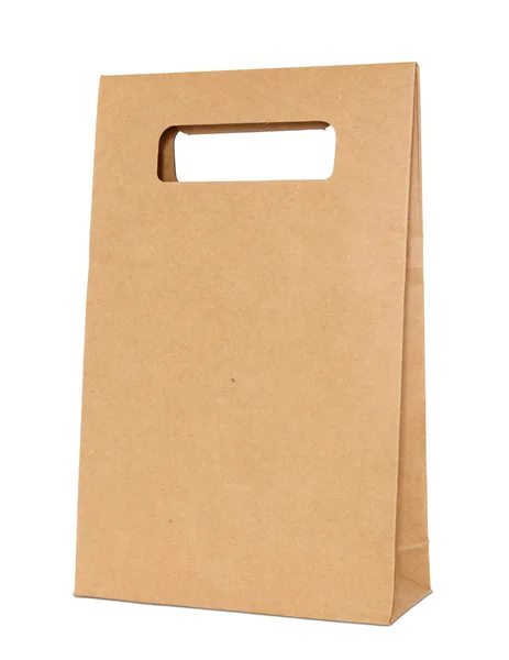 Sacchetto di carta marrone isolato su bianco con percorso di ritaglio — Foto Stock