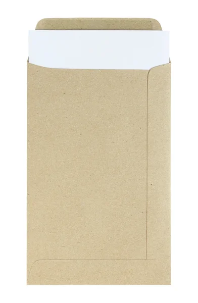 Offener Umschlag isoliert auf weißem Hintergrund mit Clipping-Pfad — Stockfoto